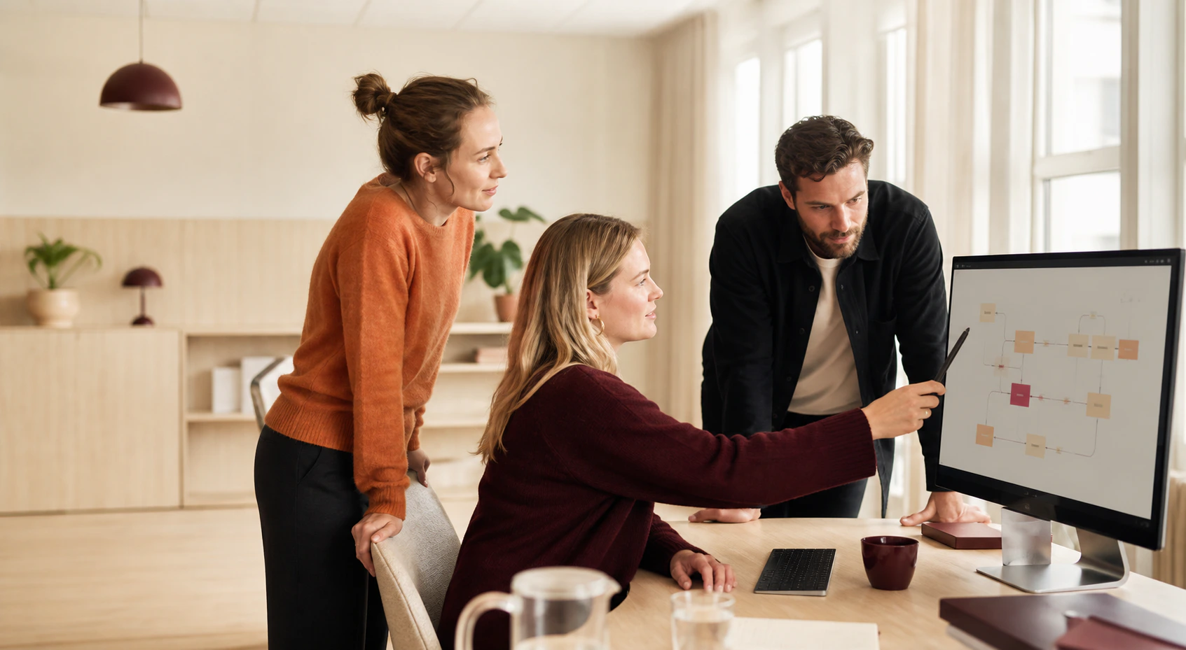 Team som planerar ett praktiskt AI-flöde
